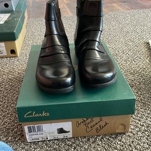 Clarks black Christine club ankle boots